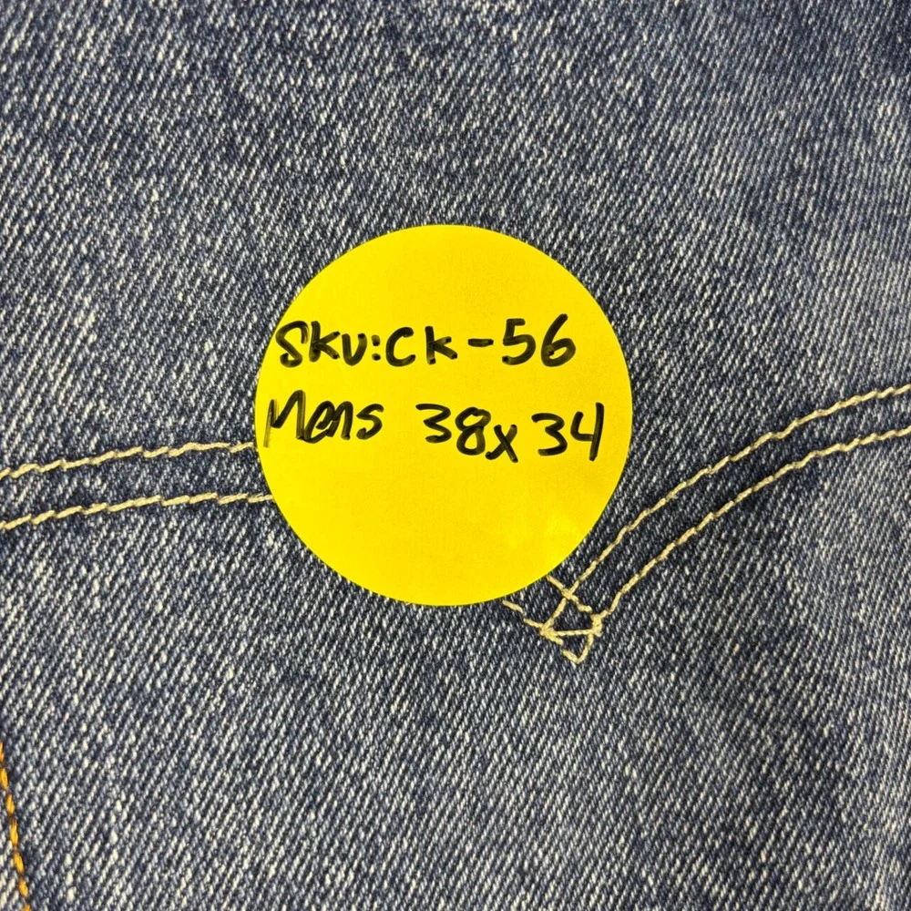 Levis 505 Mens 38x34 Jeans Medium Blue Washed Denim Workwear Fade